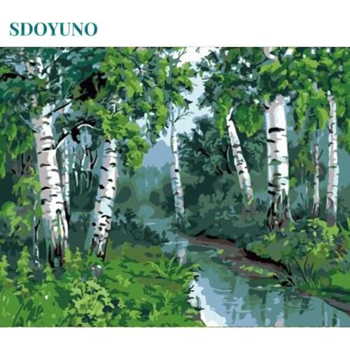 SDOYUNO 60x75cm Paint By Numbers For Adult Scenery DIY Oil Painting By Numbers On Canvas Landscape Frameless Home Decor