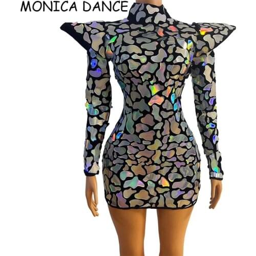 Sexy Shining Multi-color Sequins Birthday Celebrate Dress Stertch Sexy Costumes Outfit Nightclub DJDS Bar Singer Collections