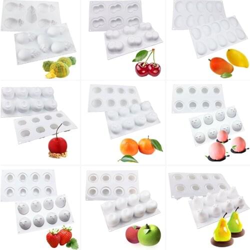 Pineapple Pear Peach Fruit Series Cake Silicone Mold Mango Orange Baking Mousse Mould Strawberry French Dessert Mousse Cake Mold