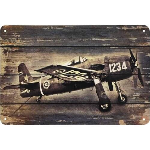 Old Airplane Print On The Retro Wooden Vintage Metal Tin Signs for Cafes Bars Pubs Shop Wall Decorative Funny Retro Signs