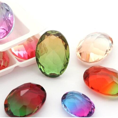 Astrobox Hight Quality Glass crystal K9 Fancy stone Oval Pointback Tourmaline Rhinestone Crystal For DIY Jewelry Making