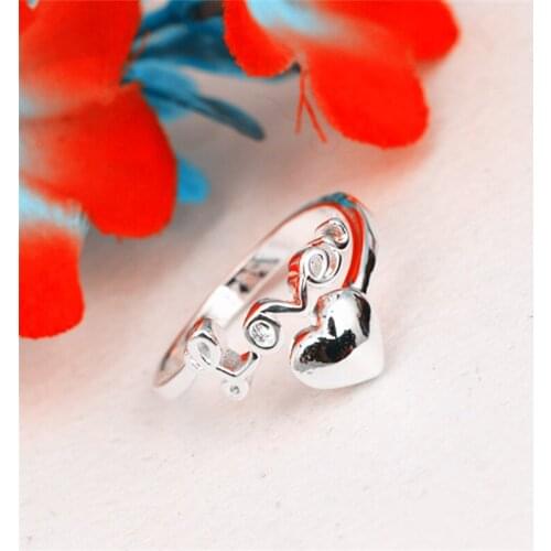 WQQCR Hot Sales Letter Love Rings Female 925 Silver colorRing Jewelry Party Wedding Valentine Gift For Lovers Wife Girl Friend