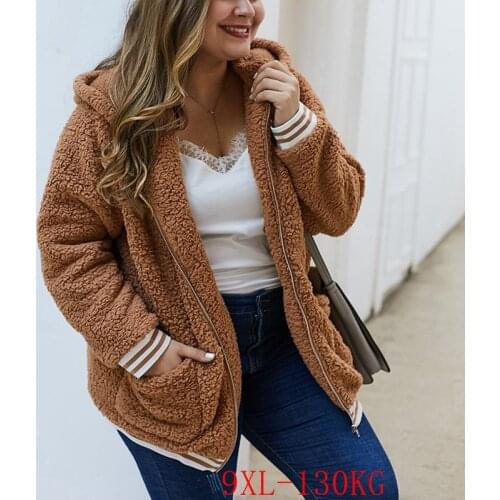 Autumn and winter plus size hoodie 5XL-9XL bust 142CM fashion plus size womens zipper pocket warm long-sleeved casual jacket