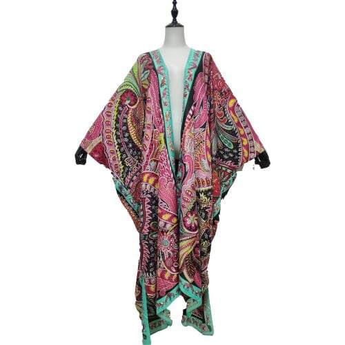 Kimono 2021 European Popular Summer Beach Silk Robe Kaftan Clothes For Women Free Size Open Bohemian Quality Dry Holiday Coat
