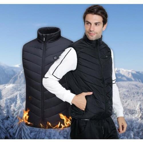 Winter Mens Self-heating Vests Outdoor Warm Clothing Heated For Riding Skiing Fishing Charging Via 4 Heated Warm Man Clothing