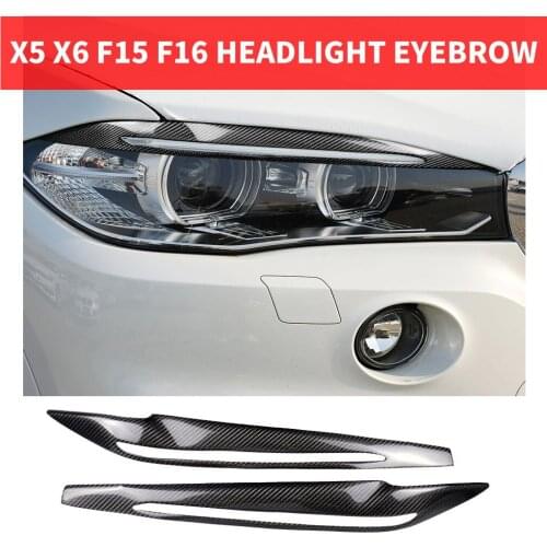 2PCS Car Styling Real Carbon Fiber Headlight Eyebrow Eyelids For BMW X5 X6 F15 F16 X5M X6M Trim Cover Sticker 2014-2017 Accessy
