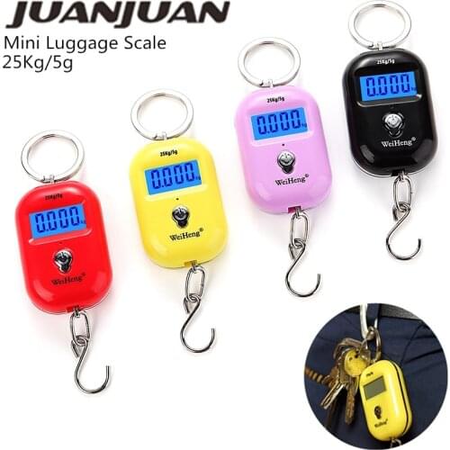 25kg/5g Mini Hook Scale Digital Suitcase Scales Hanging weighing Travel Weighting Steelyard Electronic Weight Tool 40% OFF