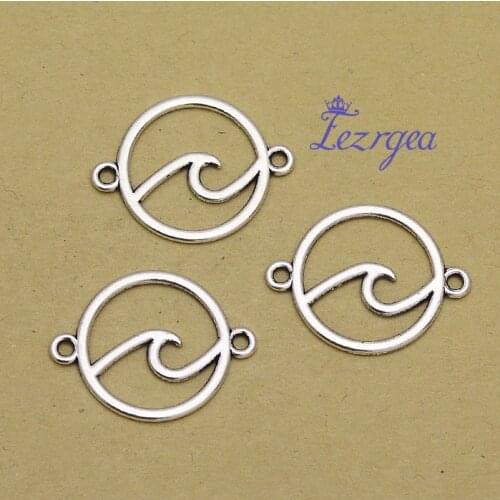 30pcs/lot--26x20mm, wave chams,Antique silver plated wave connector charms,DIY supplies,Jewelry accessories