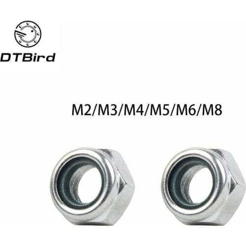 50/100pcs M2/M2.5/M3/M4/M5/M6/M8 Galvanized Anti Loosening Carbon Steel Self Locking Nut Nylon Apron Hex Nut Six Angle Screw Cap