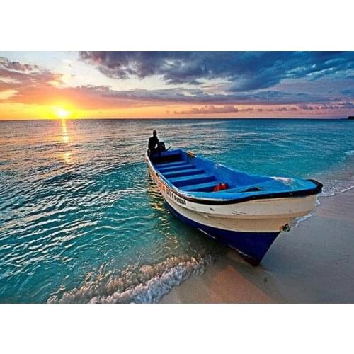 5d Diy Diamond Painting Cross Stitch Diamond Embroidery Sea Boat Picture Landscape Wall Sticker Full Diamond Mosaic