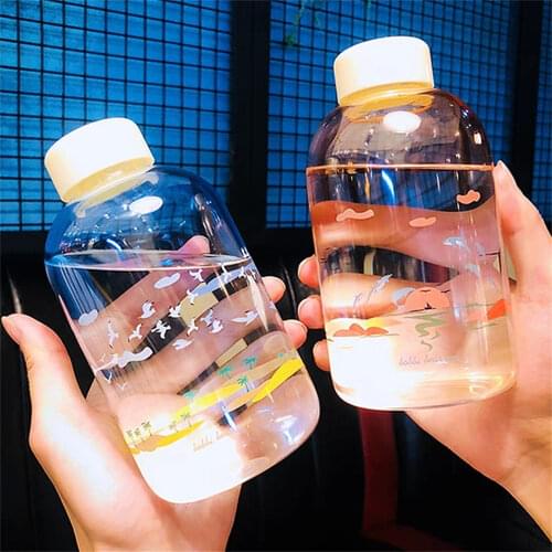 600ml Big Capacity Glass Water Drinking Bottle Durable Water Bottle For Girls Kid Starry School Office Travel Mug Coffee Tea Cup
