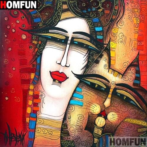 HOMFUN Full Square/Round Drill 5D DIY Diamond Painting "Cartoon woman" 3D Embroidery Cross Stitch 5D Home Decor A13849