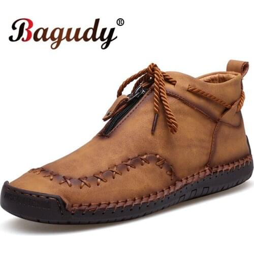 Fashion Men Leather Boots Mens Casual Shoes High Quality Leather Comfortable shoes Moccasins Outdoor Ankle Men Boots size 39-48