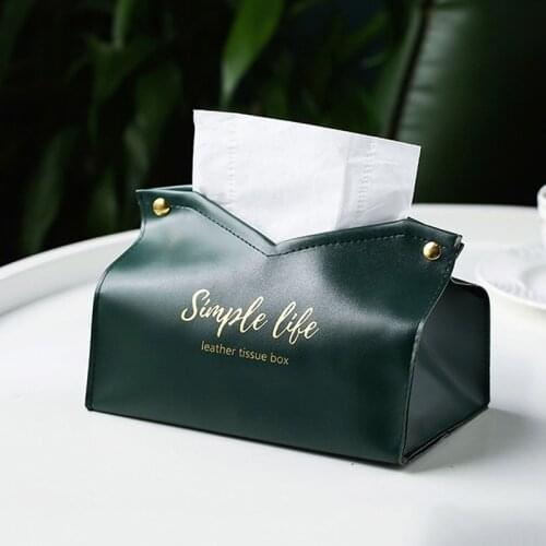 PU Tissue Holder Dispenser Soft Napkins Paper Tissue Box with Large Open Button Closure Easy Access for Home Car ALI88