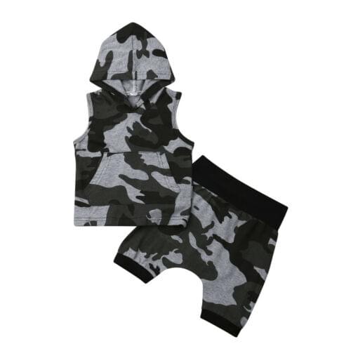 1-5Years Toddler Kids Baby Boys Camo Hoodies Tops Shirt Pants Shorts Outfits Set