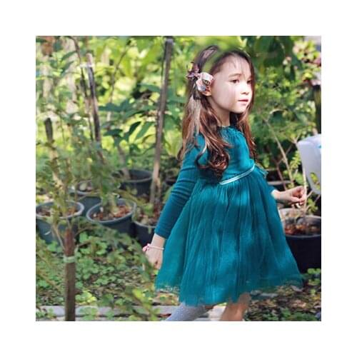 Child Girls Autumn Tutu Dress Child Princess Party Prom Dress Kids Lovely Wedding Clothing For Baby Kids, Pink/ White/ Green