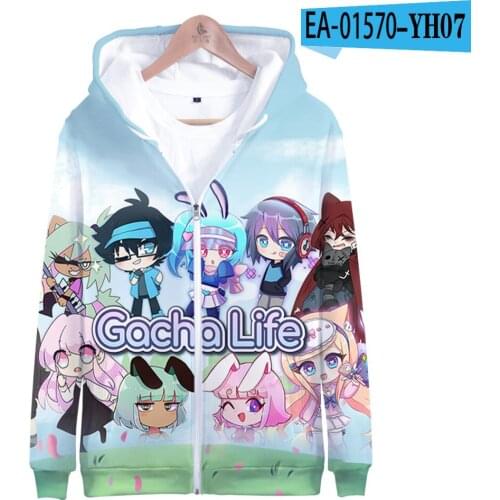 Creative Men/Women Zipper Hoodies Gacha Life Clothes 3D Game Fashion Sweatshirt Personality Zipper kids Hooded Jackets Oversized