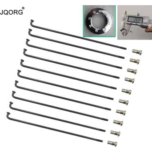 JQORG 12 Gauge Diameter 2.6mm Black Color 45# Steel J-bend Round Body Electric Bike Spokes With 13 mm Longer Brass Nipples