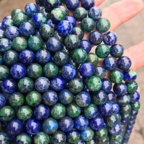 Natural Chrysocolla Lapis Stone Beads Round Loose 15" Semi Preicous Strand 4 6 8 10 12MM Beads for Jewelry Making DIY Bracelets