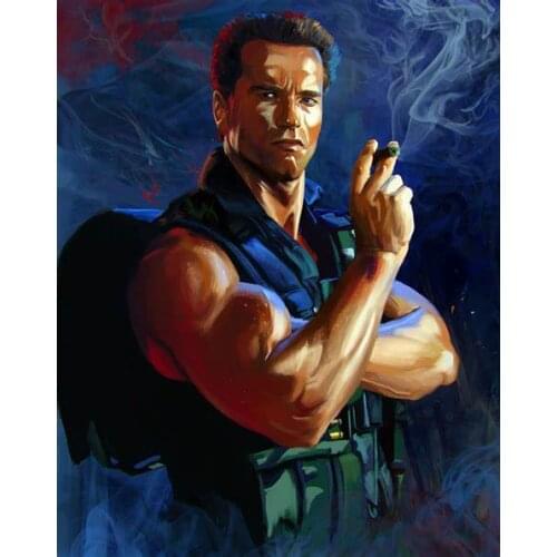 Lot style Choose Arnold Schwarzenegger Smoke Cigar Movie Star Actor Art print Silk poster Home Wall Decor