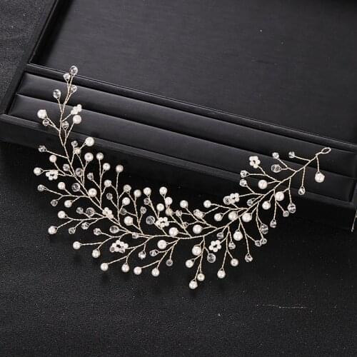 Trendy Wedding Hair Accessories Gold Headband Rhinestone Crystal Pearl Headband Bridal Headdress Handmade Queen Hair Accessories