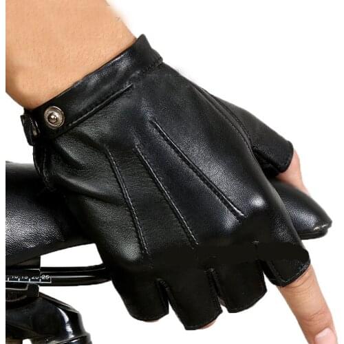 Mens driving leather gloves autumn Pu leather anti-skid fitness cycling half finger gloves outdoor sports tactical mittens A78