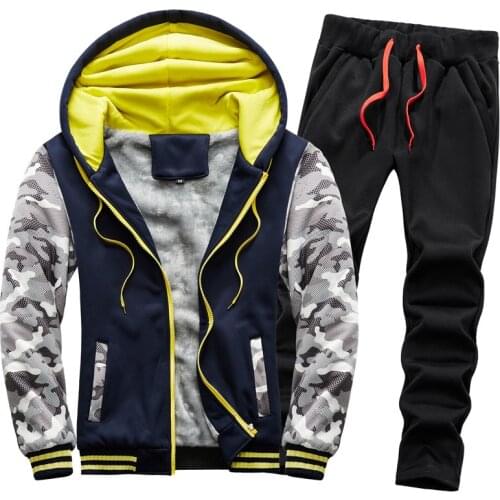 5XL Winter Thickness Fleece Men Hoodie Sportswear Tracksuit Warm Loose Outfits Running Jogging Casual Fitness Set Jacket+pant