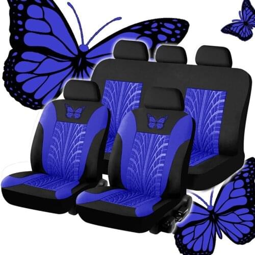 Car seat cover set universal Fit Most Cars Covers with Butterfly Pattern Tire Track Detail Styling Protector Covers
