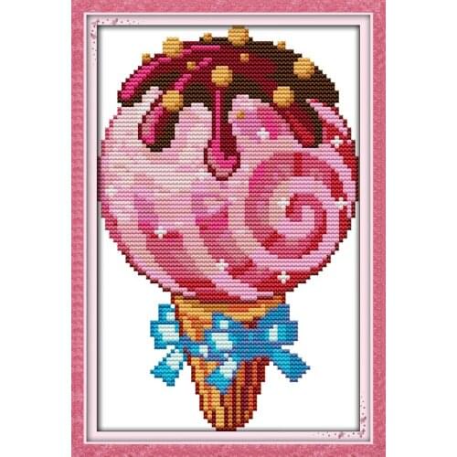 Ice cream cross stitch kit lazy cat enjoy on beach 14ct 18ct count canvas x stitching embroidery DIY handmade needlework