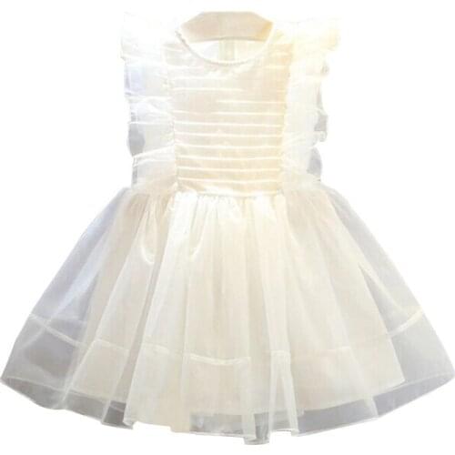 2021 Spring Summer New Korean Baby Fairy Dress Childrens Dresses Kids Clothes Princess Short Sleeve Casual Solid Color Skirt