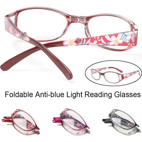 Portable Folding Reading Glasses Fashion Retro Printing Flower Presbyopia Eyewear Men Women Anti Blue Light Computer Glasses
