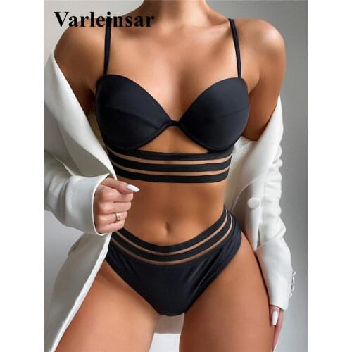 New Sexy 2021 Push Up Female Swimsuit High Waist Bikini Women Swimwear Two-pieces Bikini set Bather Bathing Suit Swim V3147