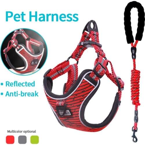 Reflective Dog Harness And Leash Set Prevent Break free for Small Medium Big Pet Harness Vest with Rope Pet Dog Accessories