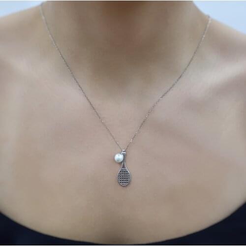 Tennis Racket 925 Sterling Silver, Gold, Rose Plated Zircon Necklace For Women Girls Handmade Fashion Jewelry Elegant Minimalist