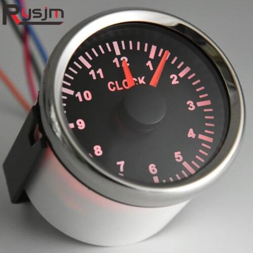 52MM Waterproof Clock Gauges 0~12 Hours Hour Meters With Red Backlight Show Car Boat Instrument Clock Meters Yacht Accesssories