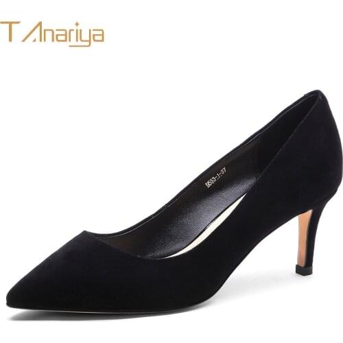 Tanariya Black sheep reverse-velvet pointy heels for spring/autumn 20 ladies high heels women shoes woman pumps