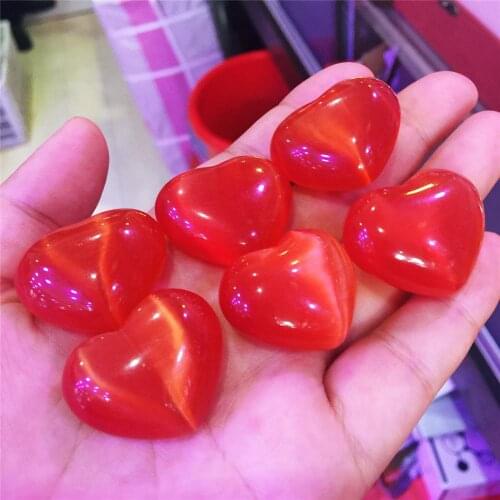 1pcs Free shipping of natural stone orange cat eye hand-carved heart quartz crystal, cat eye crystal heart