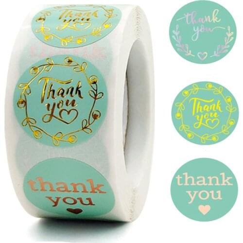 100-500pcs Thank You Stickers with heart Seal labels Colorful Gold Foil Sticker for Wedding Party Gift decor Handmade sticker