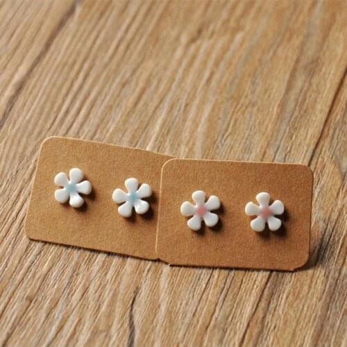 12 Pairs/Lot New Stud Earrings For Women Ceramic Flowers Earring Cute Ear Stud Accessories Pink Blue Flower Earrings Jewelry