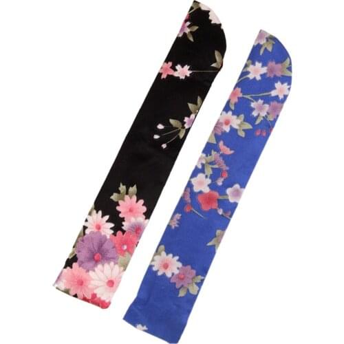 2pcs Japanese Flower Folding Hand Fan Bag Holder Silk Protector Cover