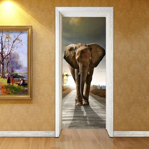3D Photo Wallpaper Elephant PVC Self-adhesive Waterproof Wall Paper Home Decor Living Room Bedroom Bathroom Door Mural Sticker