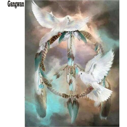 Peace pigeon Diamond Embroidery Full drill Birds Diamond Painting Cross Stitch 5d Square feather dream catcher mosaic rhinestone