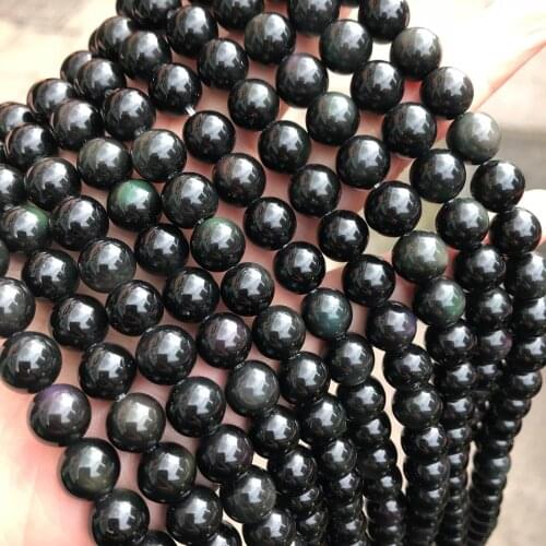 Natural Colorful Rainbow Obsidian Stone Beads for Jewelry Making DIY Bracelet Necklace Pick Size 4-12mm 15" Loose Strand Beads