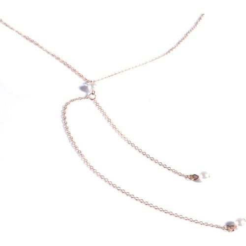 Wedding Bridal Backdrop Necklace Simulated Pearls Back Chain For Women Bikini Body chain Backless Dress Accessories