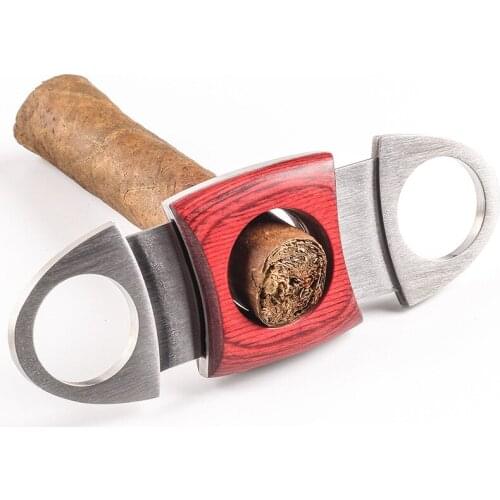 Mahogany stainless steel double-edged cigar cutter cigar cutter cigar tool Cuban cigar accessories portable smoking accessories