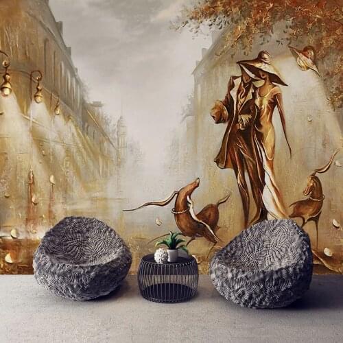 Photo Wallpaper 3D Stereo Golden Figure Street Murals Living Room TV Sofa Bedroom Background Wall Decor Papel De Parede Frescoes