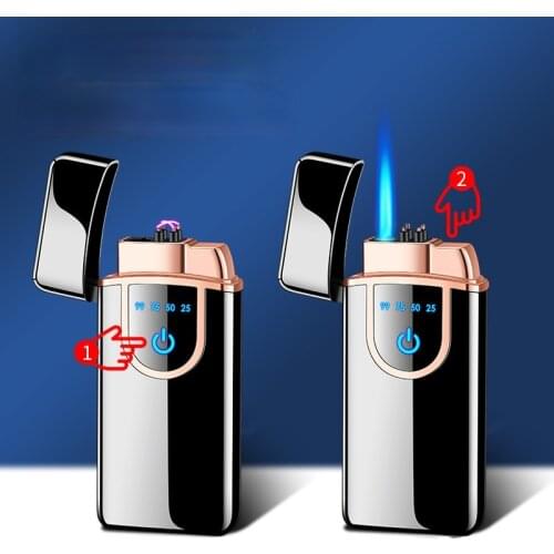 Gas-electric Hybrid Dual Power Consumption Display Touch-sensitive Boutique Windproof Lighter Briquets Et Accessoires Fumeurs