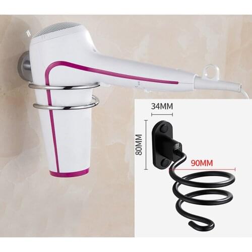 Chrome Finish Wall Mounted Hair Dryer Stand Hotel Bathroom Shelves Shelf Storage Hairdryer Rack Holder Hanger