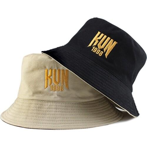 High quality Casual letter Embroidery Fisherman hat men women hat Outdoor fishing cap Panama bucket cap Celebrity KUN