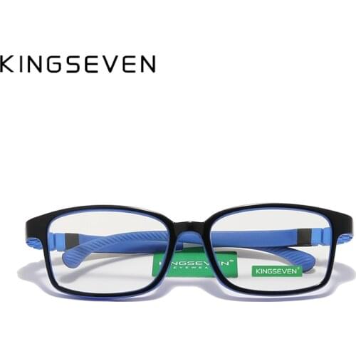 KINGSEVEN Children L Size 50mm Anti-blue Square Blue Light Blocking Glasses Kids Boy Girls Computer Optical Frame UV400 Filter